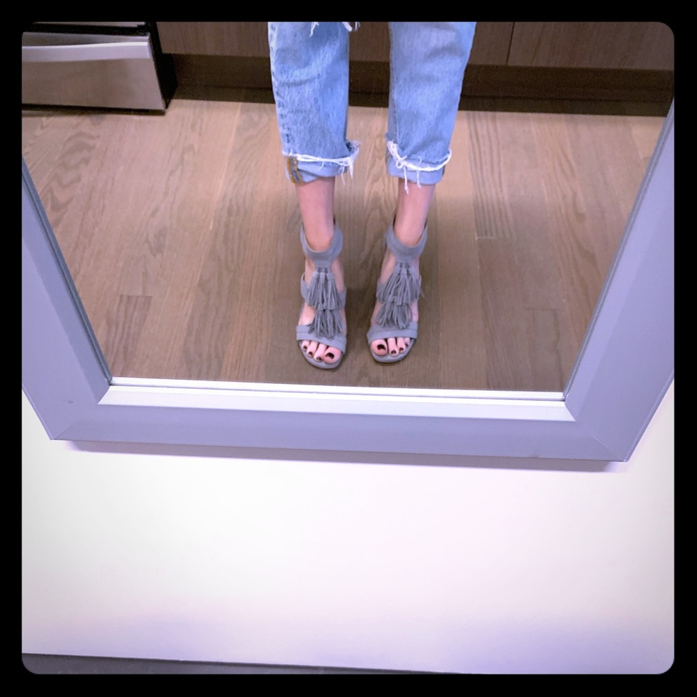 Chinese Laundry blue fringe heels